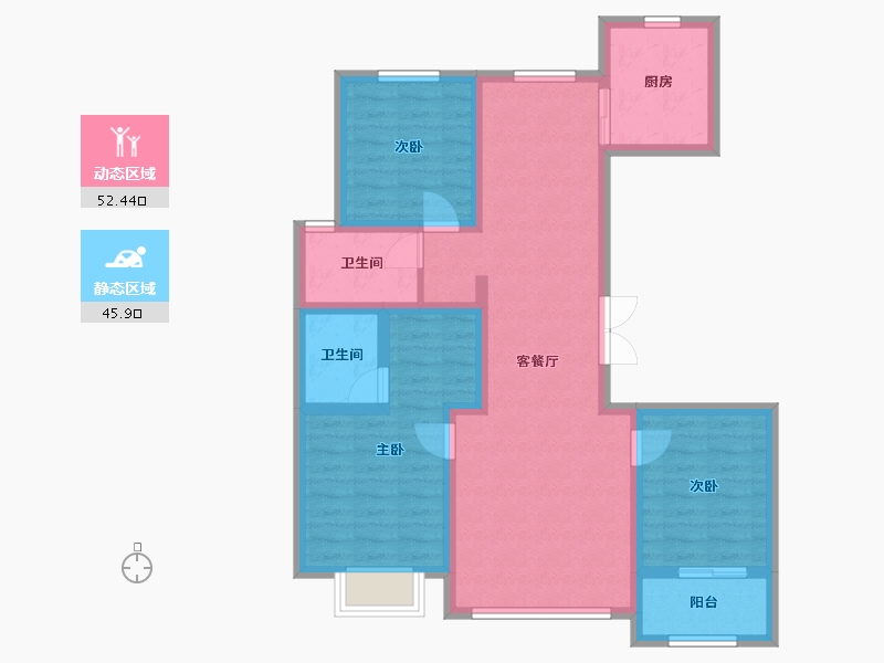 内蒙古自治区-呼和浩特市-万枫·美利山-86.78-户型库-动静分区