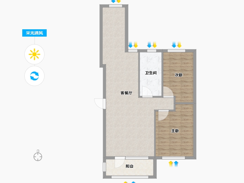 辽宁省-丹东市-学府御景-76.73-户型库-采光通风