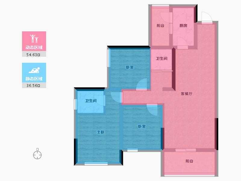 四川省-绵阳市-泰典阅江澜庭-79.74-户型库-动静分区