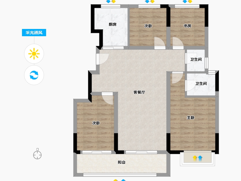 山东省-泰安市-西湖龙胤-88.01-户型库-采光通风