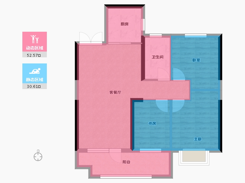 湖北省-黄石市-坤宝磁湖御景-74.41-户型库-动静分区