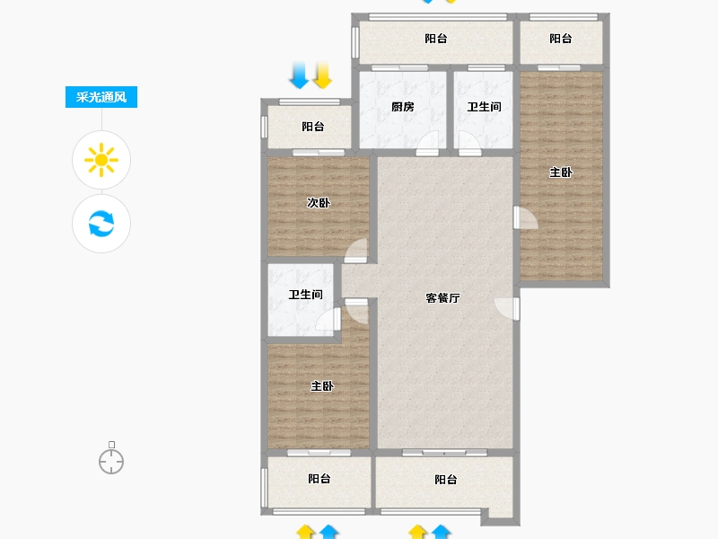 四川省-成都市-东二道街54号-1栋-160.86-户型库-采光通风