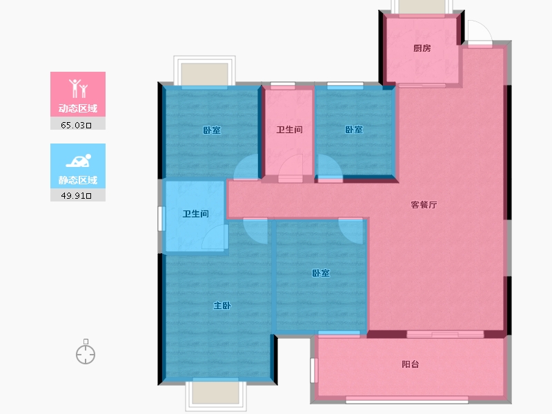 湖北省-黄石市-博悦府-103.85-户型库-动静分区