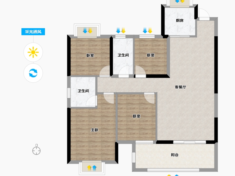 湖北省-黄石市-博悦府-103.85-户型库-采光通风