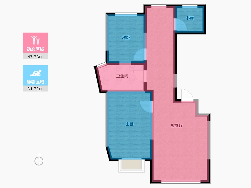 辽宁省-丹东市-学府御景-70.68-户型库-动静分区