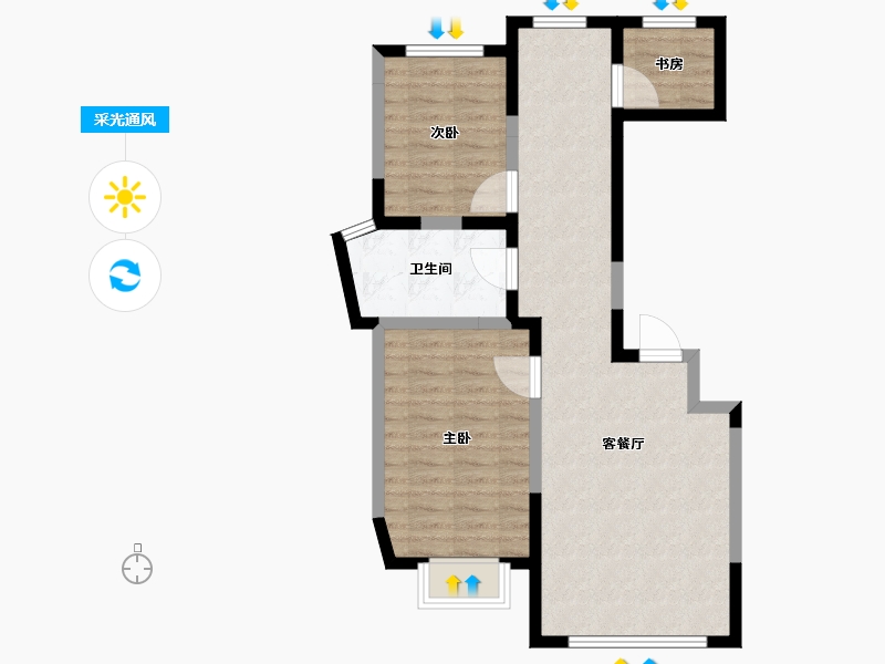 辽宁省-丹东市-学府御景-70.68-户型库-采光通风