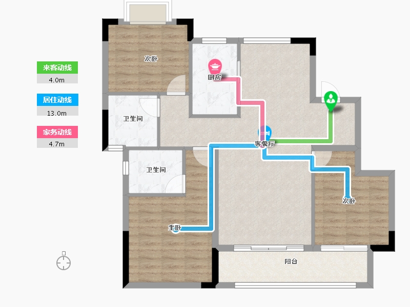 江西省-吉安市-东投檀悦府-98.67-户型库-动静线