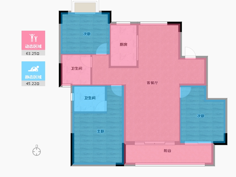 江西省-吉安市-东投檀悦府-98.67-户型库-动静分区