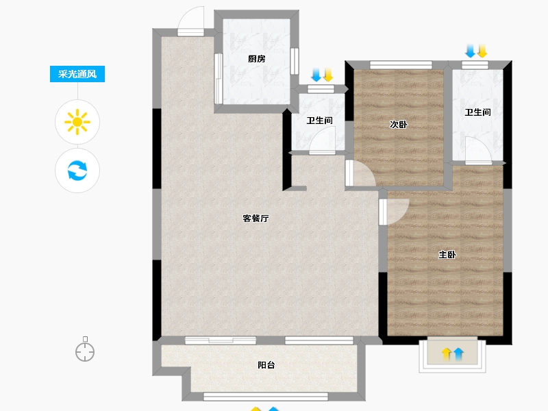 安徽省-蚌埠市-拓基鼎元悦府-88.04-户型库-采光通风