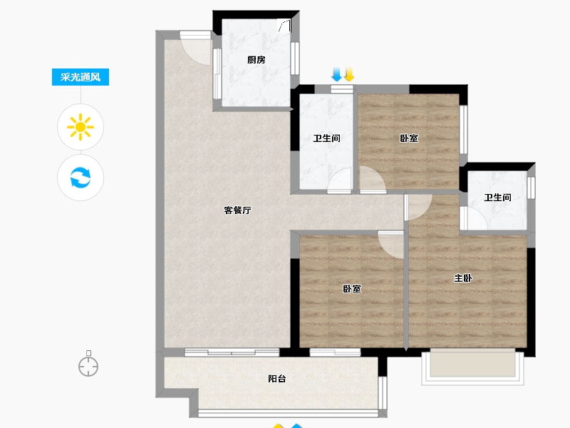 广东省-韶关市-保利大都会-90.49-户型库-采光通风