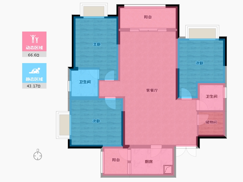 四川省-绵阳市-天正梓江之星-100.00-户型库-动静分区