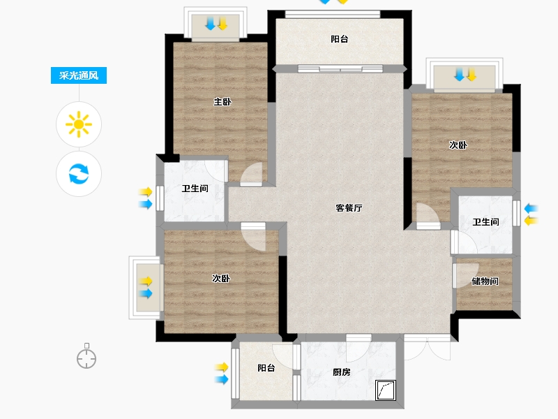 四川省-绵阳市-天正梓江之星-100.00-户型库-采光通风