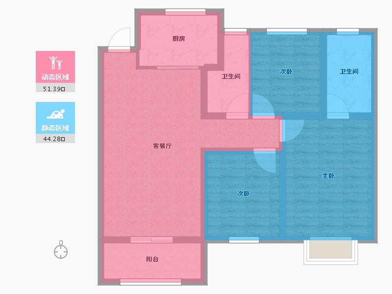 内蒙古自治区-呼和浩特市-城中九著-85.00-户型库-动静分区