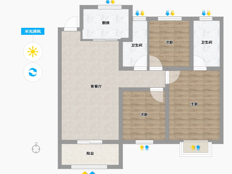 内蒙古自治区-呼和浩特市-城中九著-85.00-户型库-采光通风