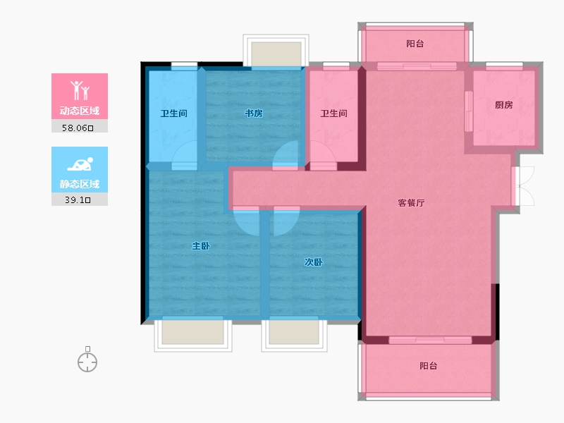 湖北省-宜昌市-华景宜都府-85.66-户型库-动静分区