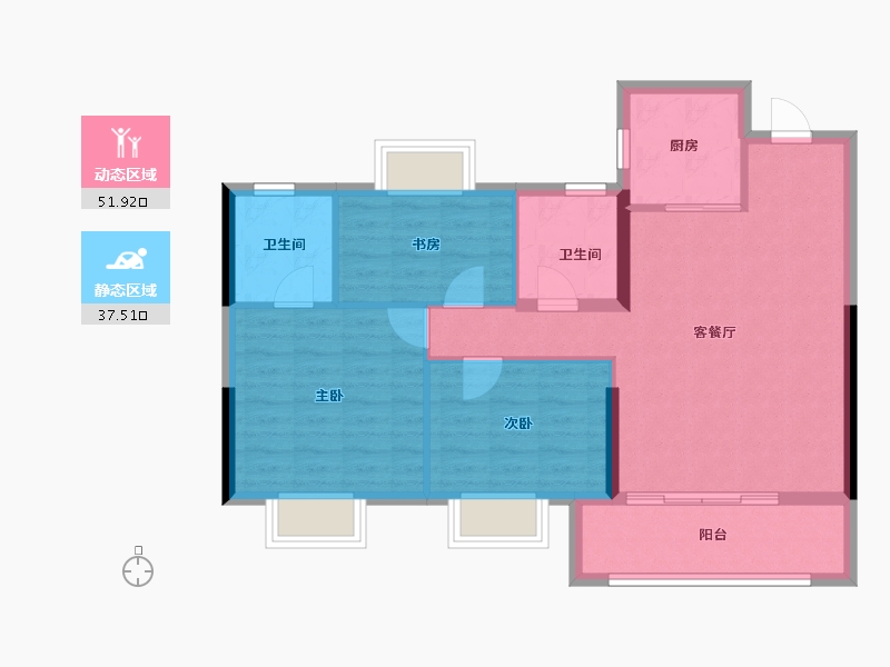 江西省-吉安市-泰和成功郡-80.66-户型库-动静分区