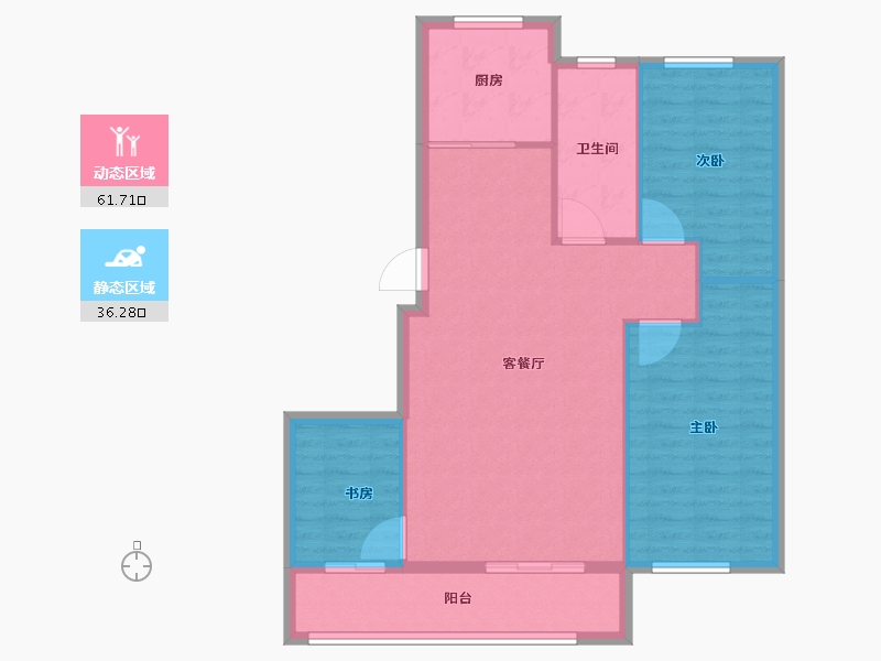 辽宁省-丹东市-学府御景-89.65-户型库-动静分区