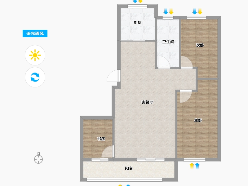 辽宁省-丹东市-学府御景-89.65-户型库-采光通风