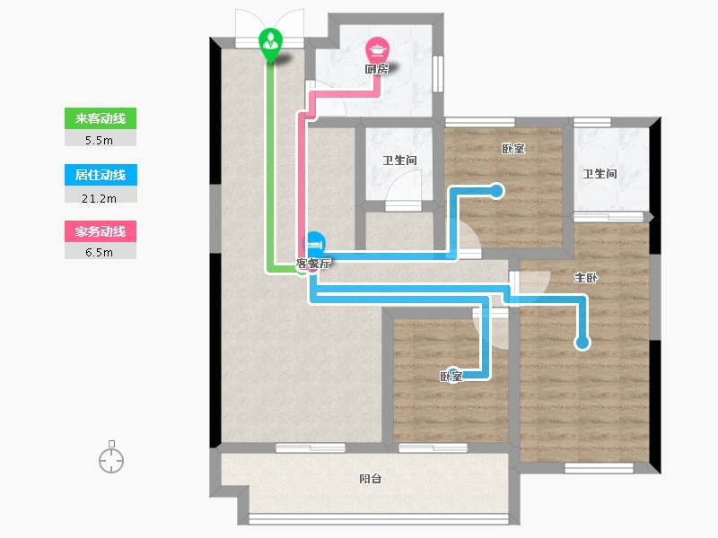 浙江省-衢州市-招贤里-88.80-户型库-动静线