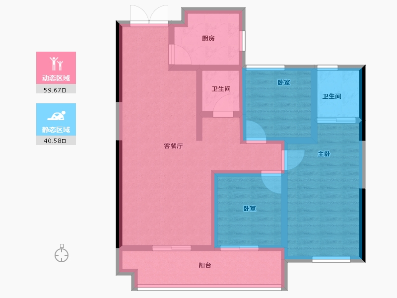 浙江省-衢州市-招贤里-88.80-户型库-动静分区