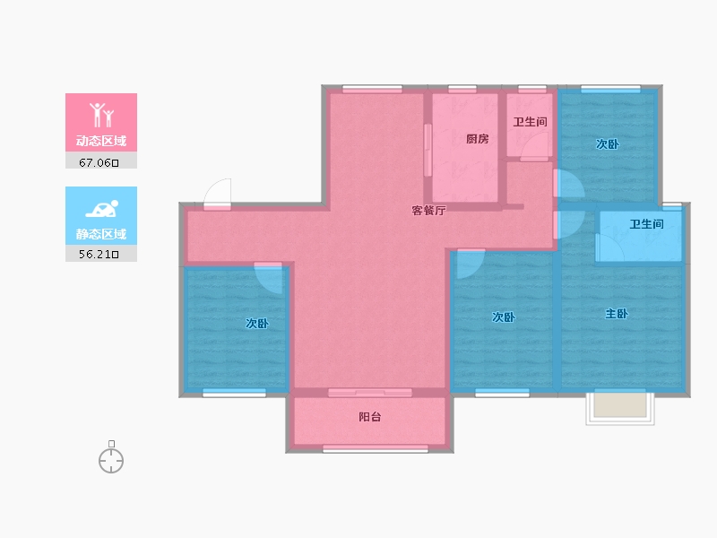 内蒙古自治区-呼和浩特市-城中九著-109.70-户型库-动静分区