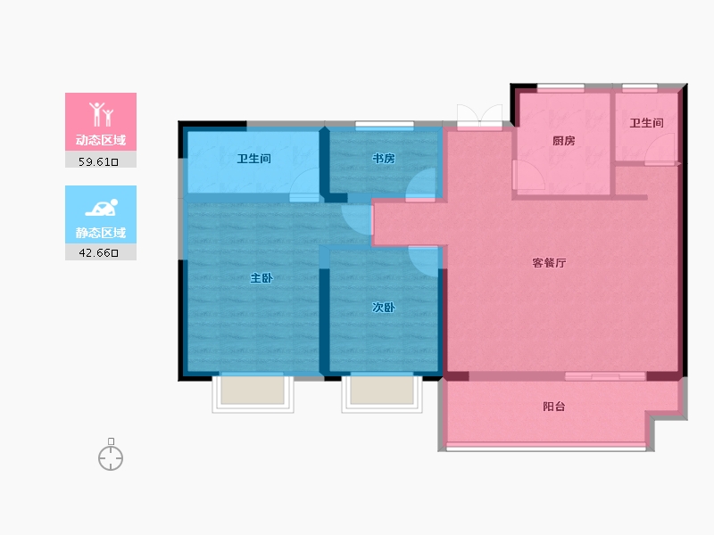 湖北省-宜昌市-华景宜都府-91.35-户型库-动静分区