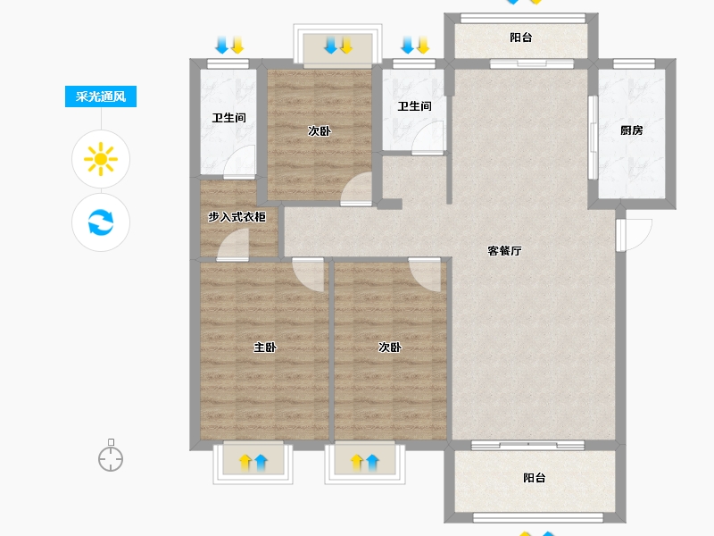 江西省-吉安市-龙汇嘉园-102.38-户型库-采光通风