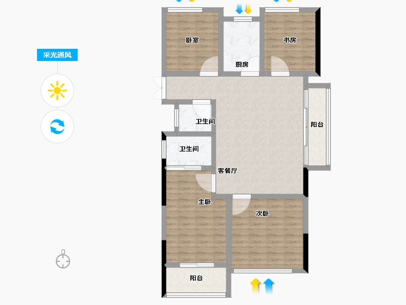 浙江省-衢州市-招贤里-105.67-户型库-采光通风