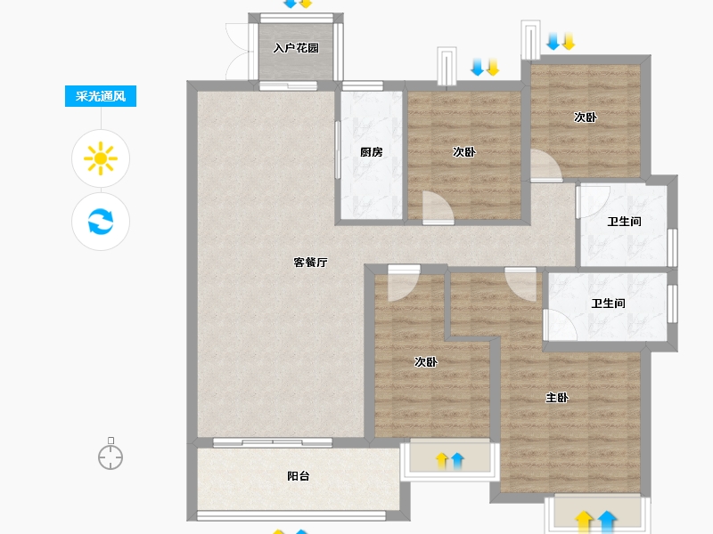 江西省-吉安市-滨江翡翠学府-109.67-户型库-采光通风