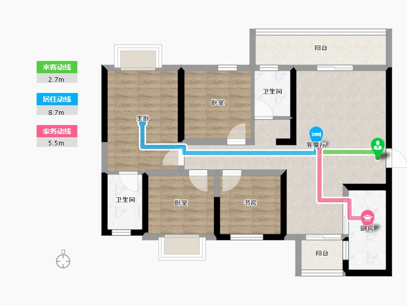 四川省-绵阳市-海珂花郡·南梁府-85.97-户型库-动静线