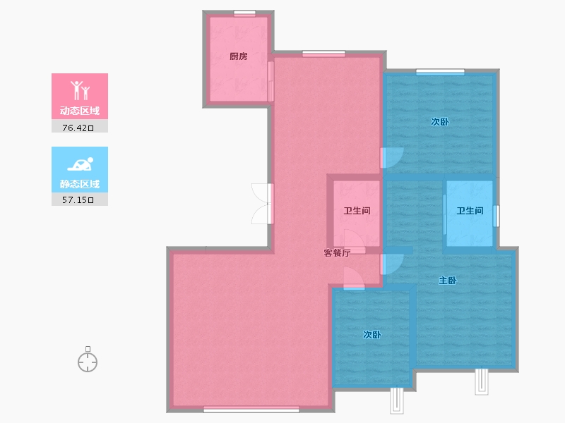 内蒙古自治区-呼和浩特市-万枫·美利山-120.14-户型库-动静分区