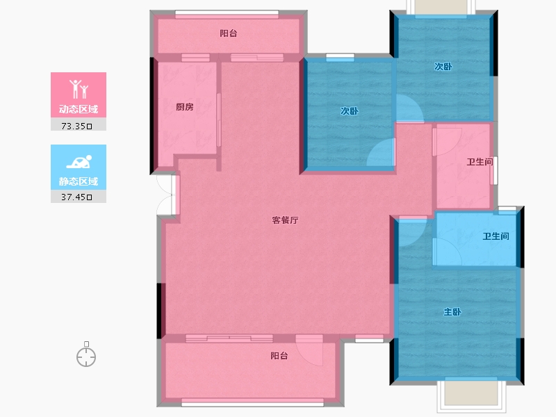 湖北省-宜昌市-金科云玺台-100.00-户型库-动静分区