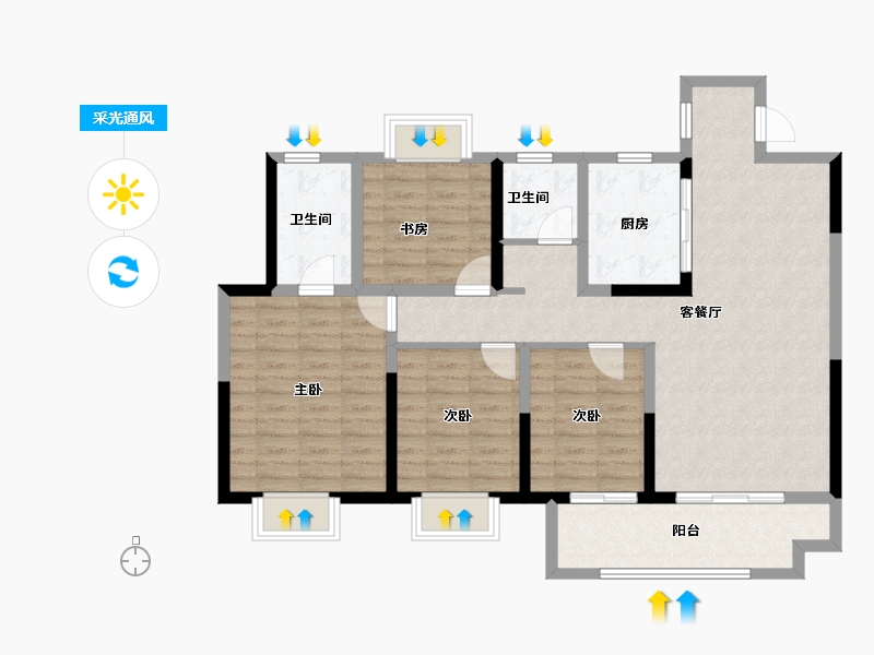 安徽省-蚌埠市-和顺国樾府-102.50-户型库-采光通风