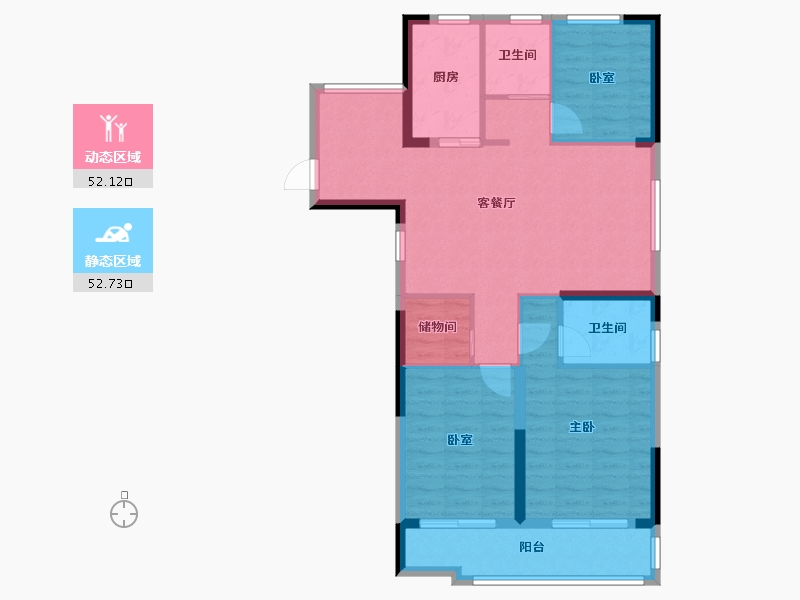 安徽省-蚌埠市-春江花月-94.40-户型库-动静分区