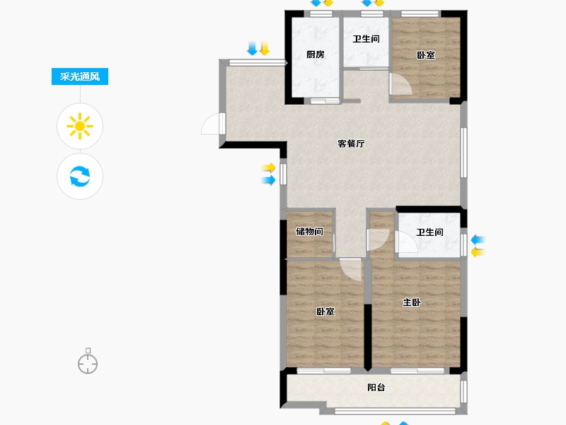 安徽省-蚌埠市-春江花月-94.40-户型库-采光通风