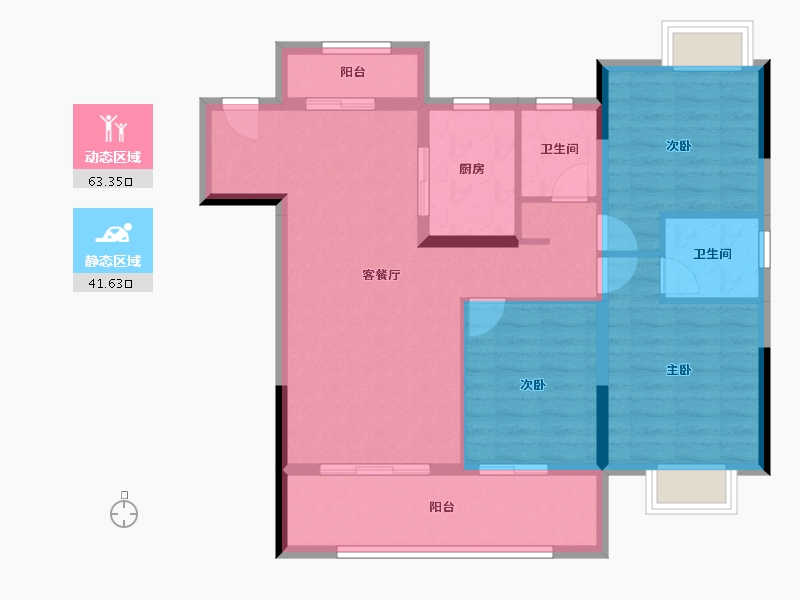 湖北省-宜昌市-金科云玺台-94.30-户型库-动静分区