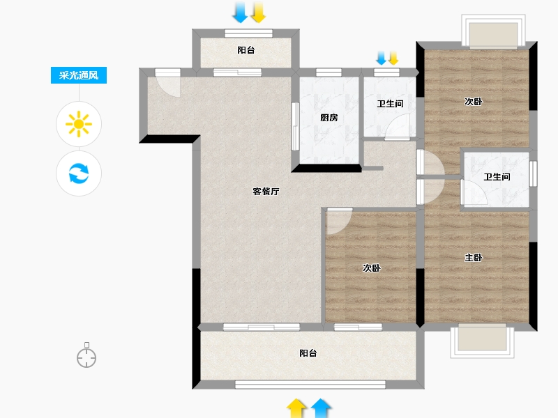 湖北省-宜昌市-金科云玺台-94.30-户型库-采光通风