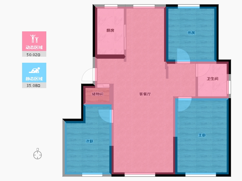 内蒙古自治区-呼和浩特市-金地九韵风华-75.45-户型库-动静分区