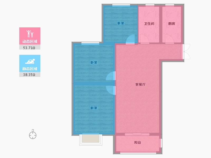 安徽省-蚌埠市-通成紫都顺苑-82.57-户型库-动静分区