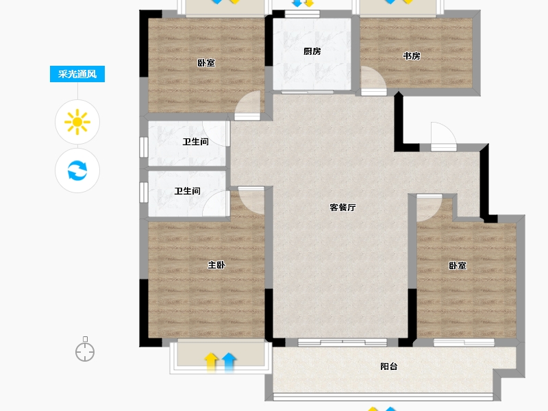 江西省-吉安市-井冈山碧桂园翠薇里-103.96-户型库-采光通风