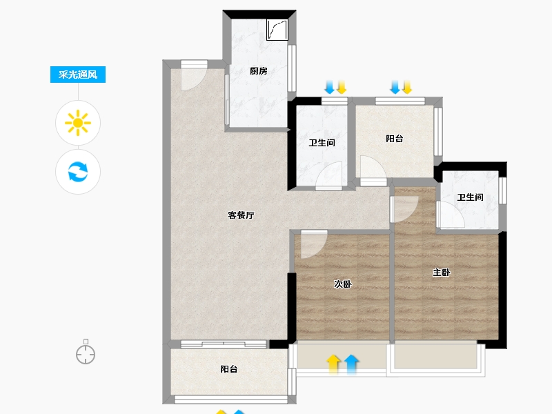 广东省-广州市-星瀚园-71.11-户型库-采光通风