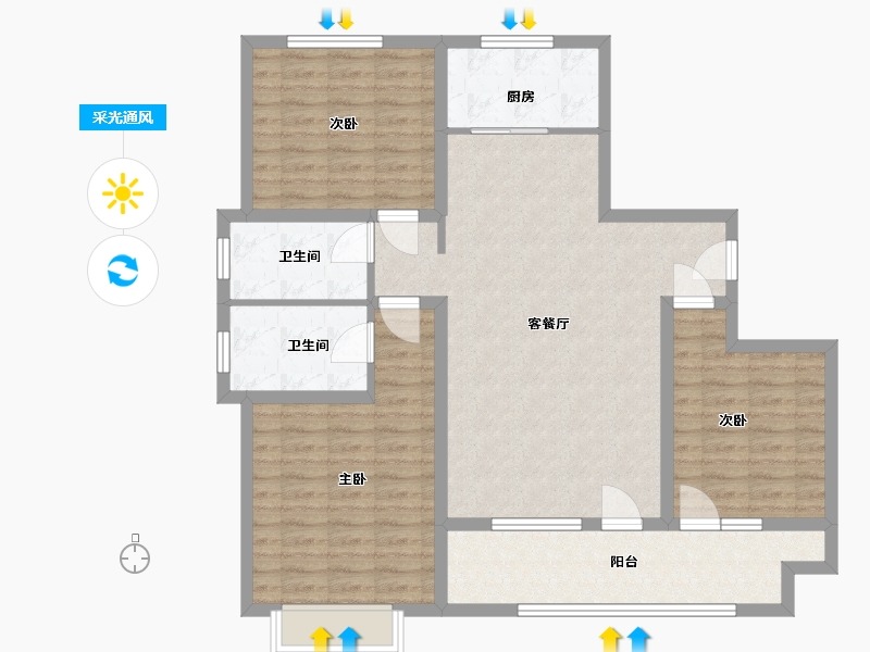 山东省-临沂市-锦绣外滩-106.00-户型库-采光通风