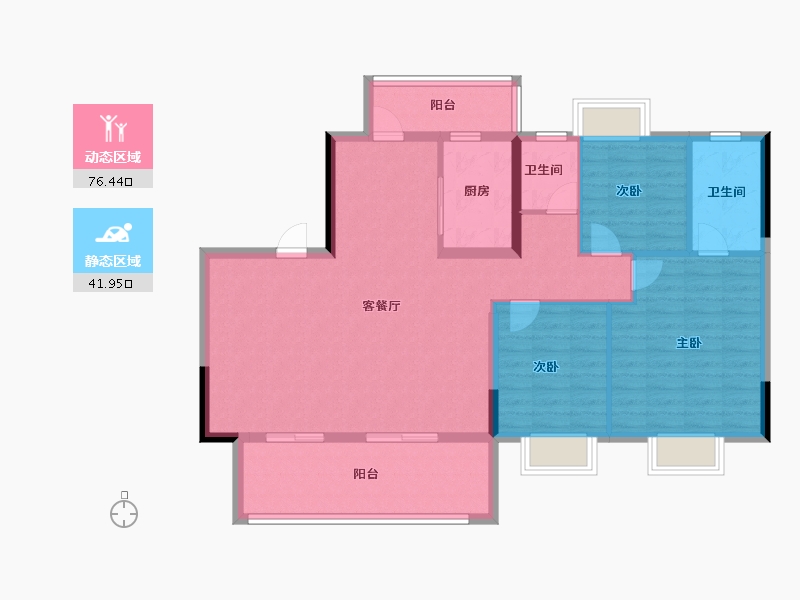 湖北省-宜昌市-金科云玺台-107.21-户型库-动静分区