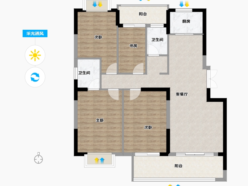 福建省-南平市-​顺成华府-107.57-户型库-采光通风