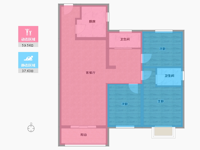 陕西省-榆林市-万居红山印-86.64-户型库-动静分区