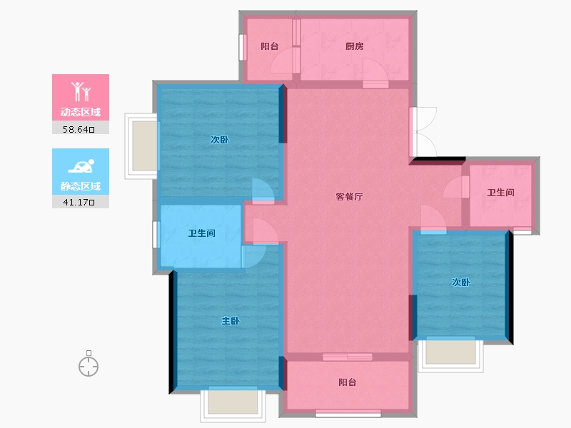 四川省-绵阳市-天正·梓江之星-100.00-户型库-动静分区