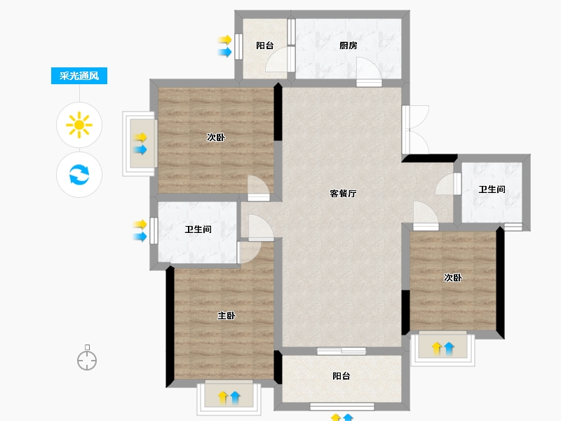 四川省-绵阳市-天正·梓江之星-100.00-户型库-采光通风