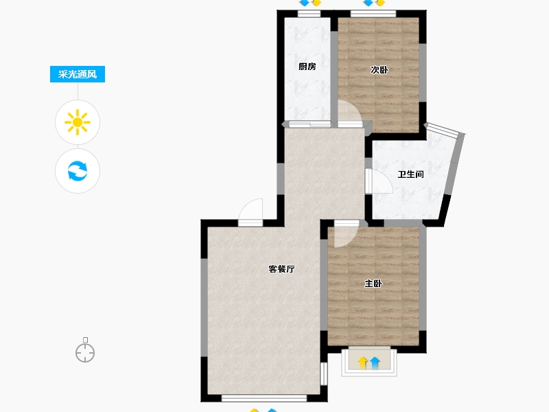 辽宁省-丹东市-学府御景-74.82-户型库-采光通风