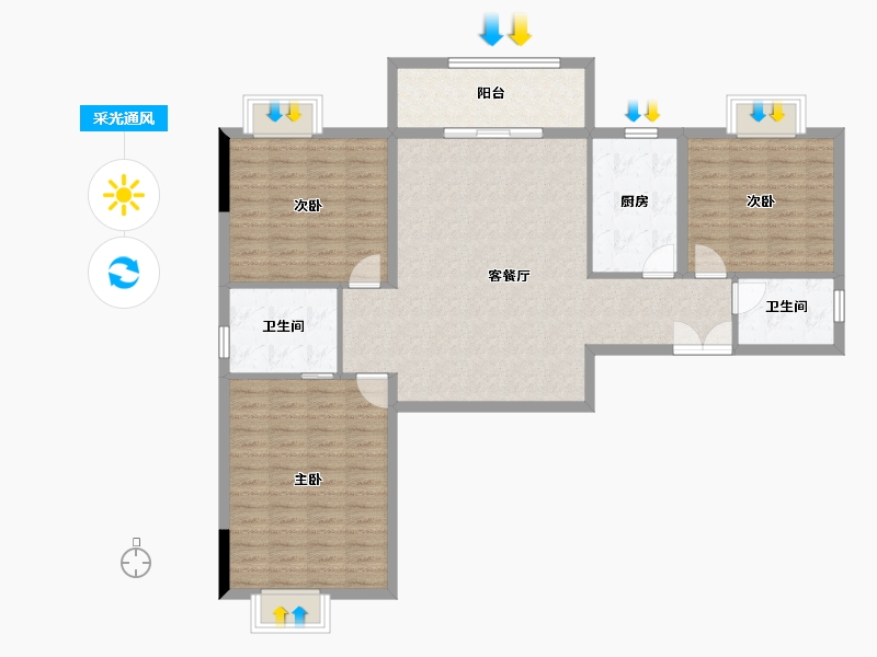 湖北省-黄石市-东方装饰城五期-114.53-户型库-采光通风