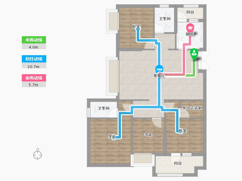 湖北省-黄石市-坤宝磁湖御景-97.44-户型库-动静线